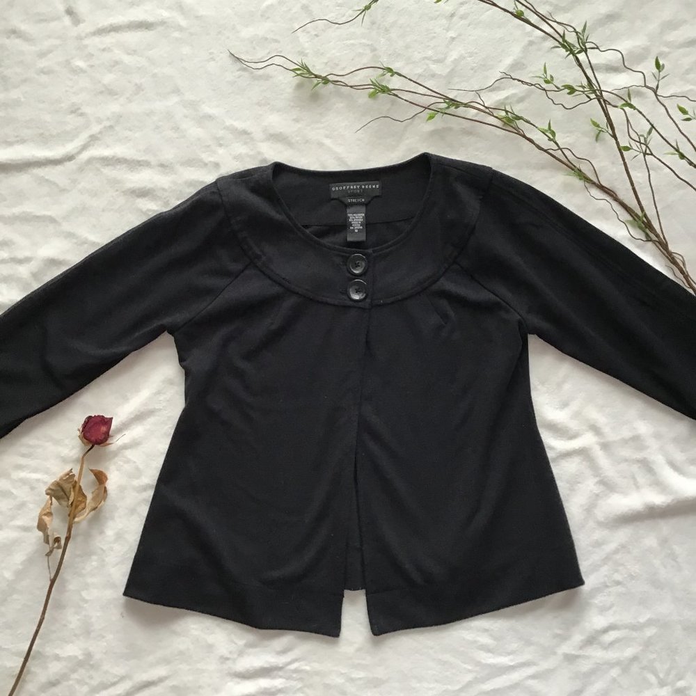 Geoffrey Beene Black Button Jacket Cape Coat